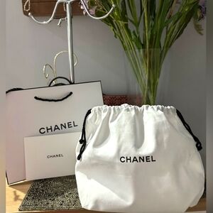 Chanel Drawstring White Dust Cover Bag Gift Bag Card BUNDLE BRAND NEW